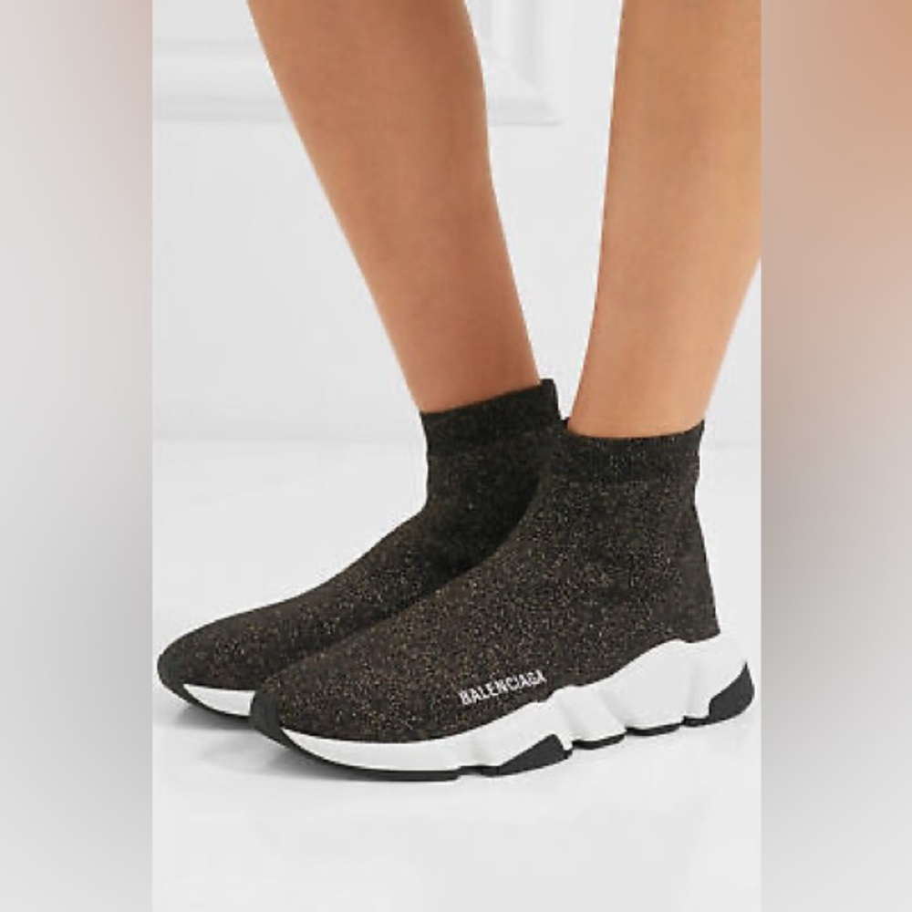 SUNDAY SALE 12/3 
Balenciaga Women Speed Sock Trainer White Black Gold